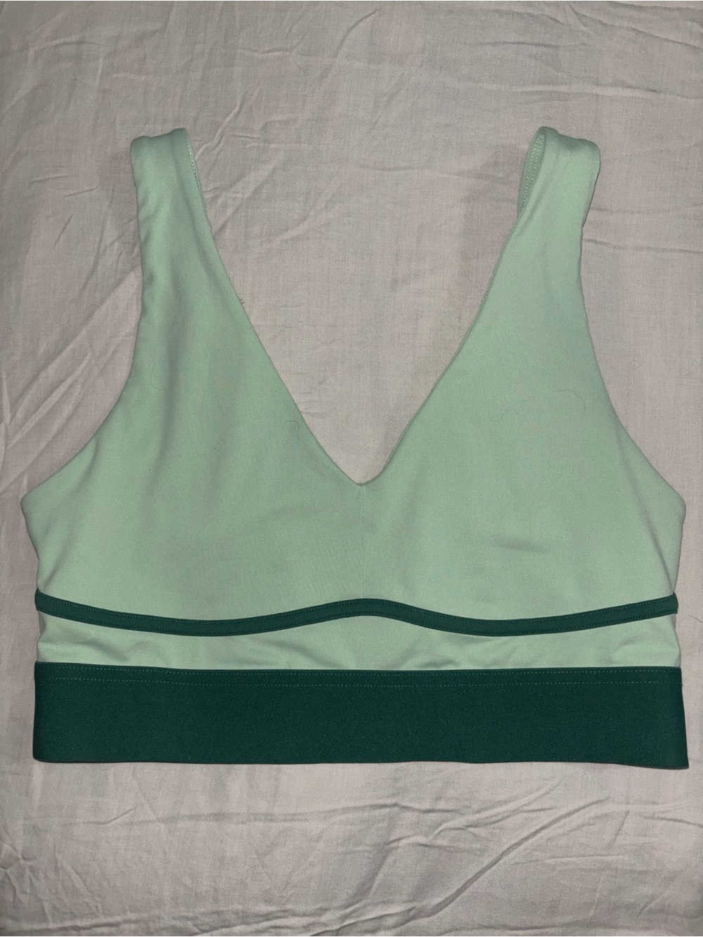 Fabletics Mint Green V-Neck Sports Bra with Adjustable Straps